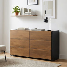 Load image into Gallery viewer, Dorian 6 Drawers Lowboy - Walnut + Black