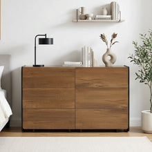 Load image into Gallery viewer, Dorian 6 Drawers Lowboy - Walnut + Black