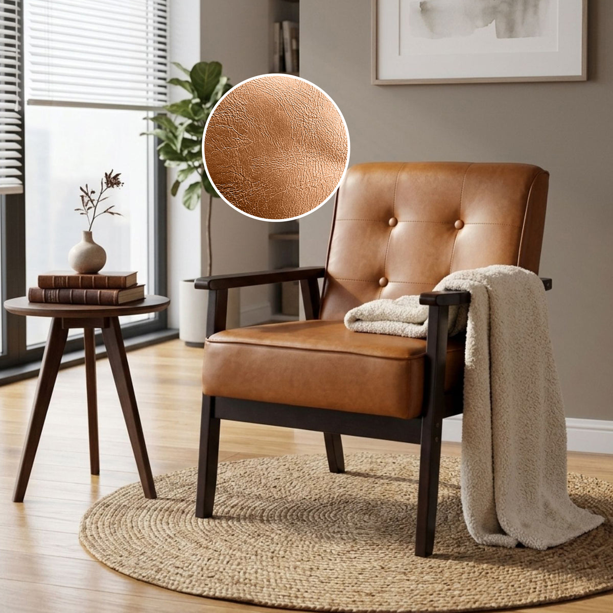 Ronan PU Armchair - Brown