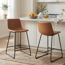 Load image into Gallery viewer, Luke PU Leather Bar Stool - Set of 2 - Orange