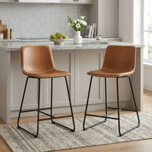 Load image into Gallery viewer, Luke PU Leather Bar Stool - Set of 2 - Orange