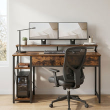 Load image into Gallery viewer, Gael 100cm Computer Desk with 2 Drawers - Rustic Brown