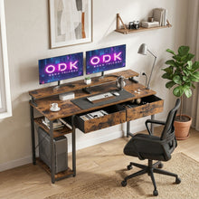 Load image into Gallery viewer, Gael 100cm Computer Desk with 2 Drawers - Rustic Brown