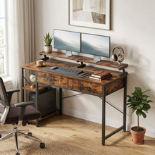 Load image into Gallery viewer, Gael 100cm Computer Desk with 2 Drawers - Rustic Brown