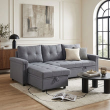 Load image into Gallery viewer, Murphy 3 Seater Sofa Bed with Storage - Dark Grey