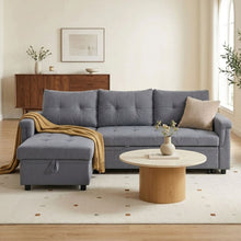 Load image into Gallery viewer, Murphy 3 Seater Sofa Bed with Storage - Dark Grey