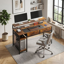 Load image into Gallery viewer, Emilio 120cm Computer Desk with 2 Drawers - Rustic Brown