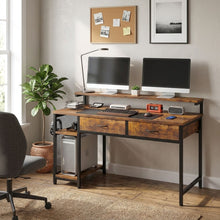 Load image into Gallery viewer, Emilio 120cm Computer Desk with 2 Drawers - Rustic Brown