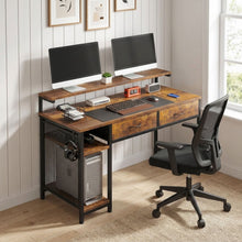 Load image into Gallery viewer, Emilio 120cm Computer Desk with 2 Drawers - Rustic Brown