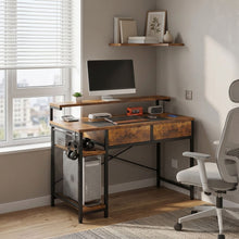 Load image into Gallery viewer, Emilio 100cm Computer Desk with 2 Drawers - Rustic Brown