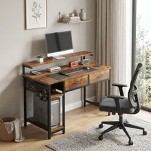 Load image into Gallery viewer, Emilio 100cm Computer Desk with 2 Drawers - Rustic Brown