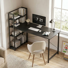 Load image into Gallery viewer, Kevin 140cm Computer Desk with Bookshelf - Black