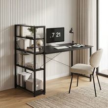Load image into Gallery viewer, Kevin 140cm Computer Desk with Bookshelf - Black