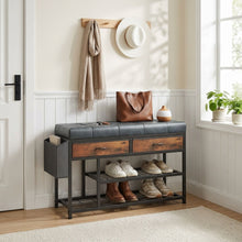 Load image into Gallery viewer, Plover Shoe Rack with Storage Bag - Rustic Brown + Blue
