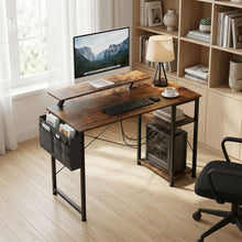 Load image into Gallery viewer, Logan 100cm Computer Desk with Storage Bag - Rustic Brown