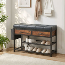 Load image into Gallery viewer, Plover Shoe Rack with Storage Bag - Rustic Brown + Blue