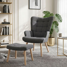 Load image into Gallery viewer, Emma Linen Armchair with Ottoman - Grey