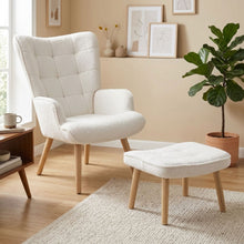 Load image into Gallery viewer, Emma Boucle Armchair with Ottoman - White