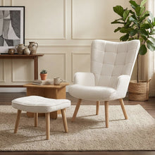 Load image into Gallery viewer, Emma Boucle Armchair with Ottoman - White