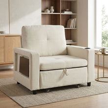 Load image into Gallery viewer, Mist 1 Seater Sofa Bed With Cup Holder And Side Tray - Cream