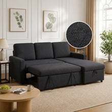 Load image into Gallery viewer, Amy 3 Seater Sofa Bed with Storage - Black