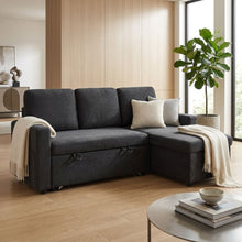 Load image into Gallery viewer, Amy 3 Seater Sofa Bed with Storage - Black