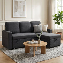 Load image into Gallery viewer, Amy 3 Seater Sofa Bed with Storage - Black