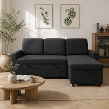 Load image into Gallery viewer, Amy 3 Seater Sofa Bed with Storage - Black