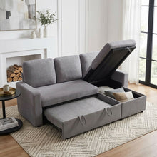 Load image into Gallery viewer, Amy 3 Seater Sofa Bed with Storage - Light Grey