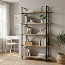 Load image into Gallery viewer, Forge 5 Tier Bookshelf - Light Grey Wood