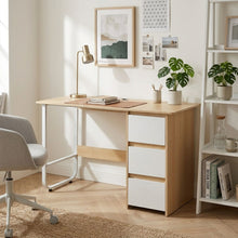 Load image into Gallery viewer, Gavin 120cm Computer Desk with Drawers - Natural + White (0.091m3 - 24.5kg)