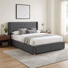 Load image into Gallery viewer, Sereno Queen Bed Frame with 4 Drawers - Dark Grey