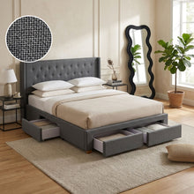 Load image into Gallery viewer, Sereno Queen Bed Frame with 4 Drawers - Dark Grey