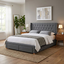 Load image into Gallery viewer, Sereno Queen Bed Frame with 4 Drawers - Dark Grey