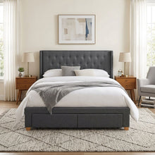 Load image into Gallery viewer, Sereno Queen Bed Frame with 4 Drawers - Dark Grey