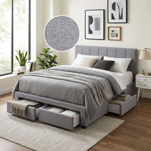Load image into Gallery viewer, Charlotte Queen Bed Frame with 4 Drawers - Light Grey