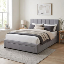 Load image into Gallery viewer, Charlotte Queen Bed Frame with 4 Drawers - Light Grey
