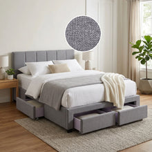 Load image into Gallery viewer, Charlotte Double Bed Frame with 4 Drawers - Light Grey