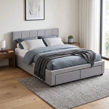 Load image into Gallery viewer, Charlotte Double Bed Frame with 4 Drawers - Light Grey