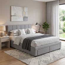 Load image into Gallery viewer, Charlotte Double Bed Frame with 4 Drawers - Light Grey