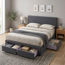 Load image into Gallery viewer, Geolux Queen Bed Frame with 4 Drawers - Dark Grey (p1=0.174m³-11.5kg)(p2=0.114m³-18.0kg)(p3=0.081m³-16.5kg)(T=0.369m³-46.0kg)