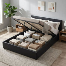 Load image into Gallery viewer, Purova PU Queen Gas Lift Bed Frame – Black