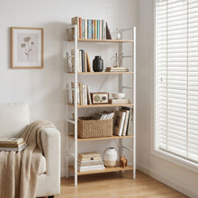 Load image into Gallery viewer, Hikuai 5 Tier Bookshelf - Natural + White