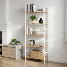 Load image into Gallery viewer, Hikuai 5 Tier Bookshelf - Natural + White