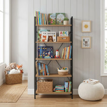 Load image into Gallery viewer, Hikuai 5 Tier Bookshelf - Natural + Black (0.05m3 - 11.5kg)