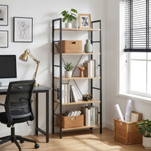 Load image into Gallery viewer, Hikuai 5 Tier Bookshelf - Natural + Black (0.05m3 - 11.5kg)