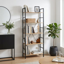 Load image into Gallery viewer, Hikuai 5 Tier Bookshelf - Natural + Black (0.05m3 - 11.5kg)