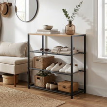 Load image into Gallery viewer, Milton 4 Tier Storage Shelf - Maple + Black
