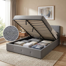 Load image into Gallery viewer, Tuffora Queen Gas Lift Bed Frame – Light Grey (p1=0.129m³-16.0kg)(p2=0.118m³-21.5kg)(T=0.247m³-37.5kg)