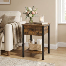 Load image into Gallery viewer, Atlas Side Table with Drawer and Storage Shelf - Rustic Brown